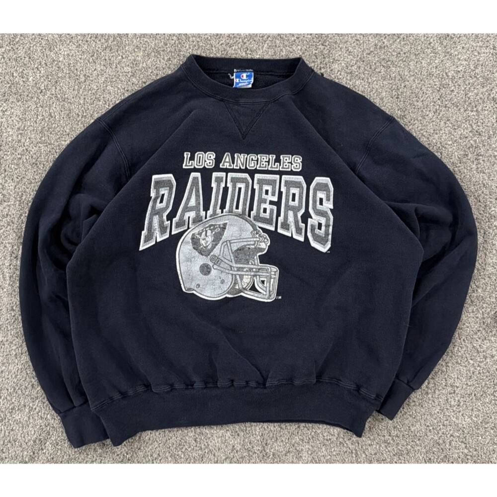 Vintage 80s Champion LA Raiders Sweatshirt USA NFL V Stitch Black - Men's XL